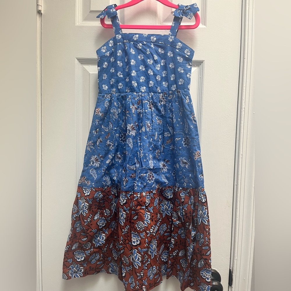 Janie and Jack Blue and Brown Floral Maxi Dress
